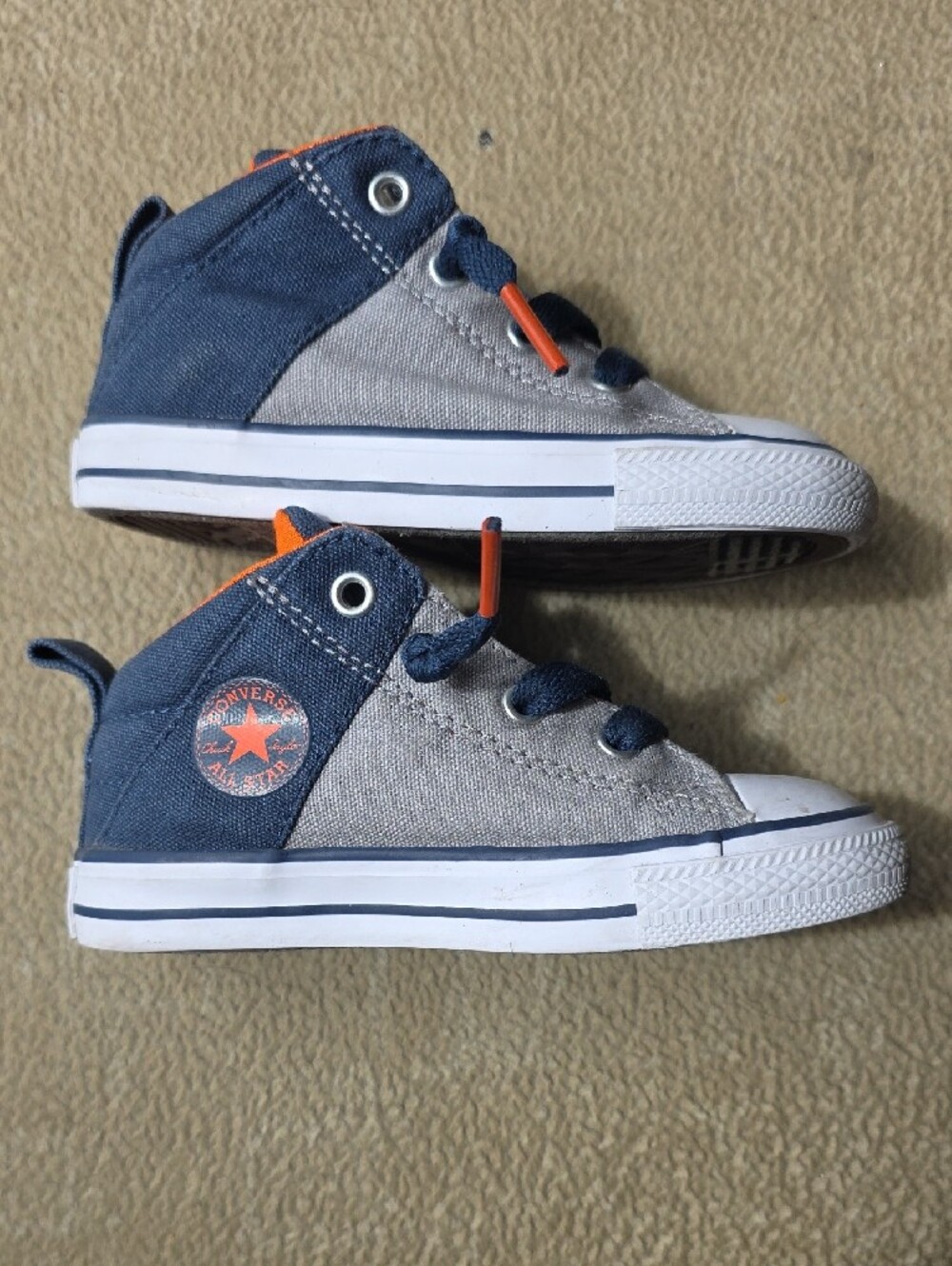Converse Kids Gray and Navy High-Top Sneakers with Orange Lining Item#1065 - Picture 8 of 9